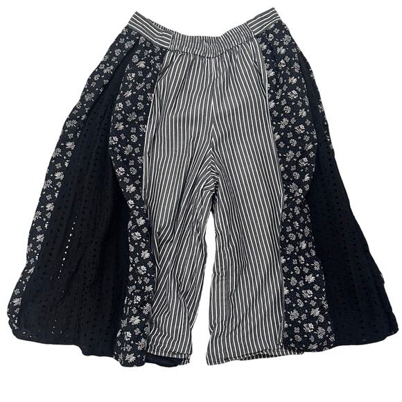 Super Hakka Japan Women's Bermuda Shorts Wide Leg Boho Floral Striped Eyelet, 6 - Picture 9 of 9